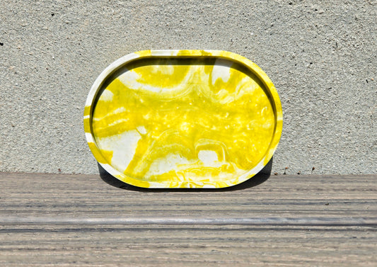 Faux Stone Utility Tray - White and Pea Green