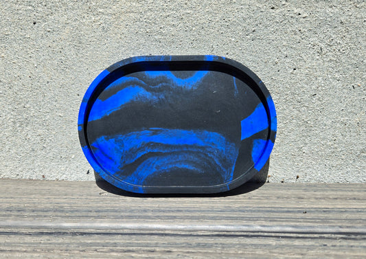 Faux Stone Utility Tray - Black and Blue