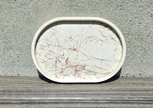 Faux Stone Utility Tray - Copper Marbled White