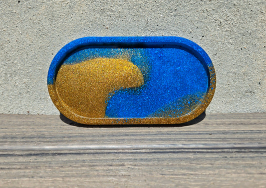 Resin Utility Tray - Blue and Gold
