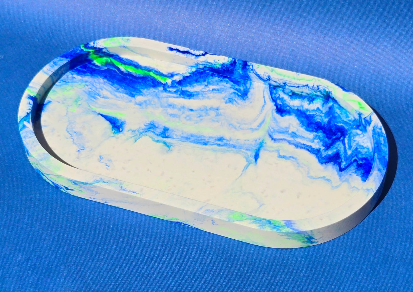 Faux Stone Trinket Tray - Lime Green and Blue