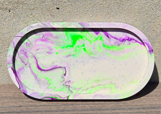 Faux Stone Trinket Tray - Lime Green and Purple