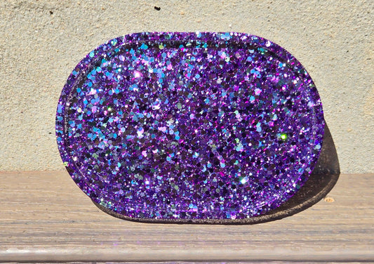 Resin Trinket Tray - Purple Colorshift Chunky Glitter