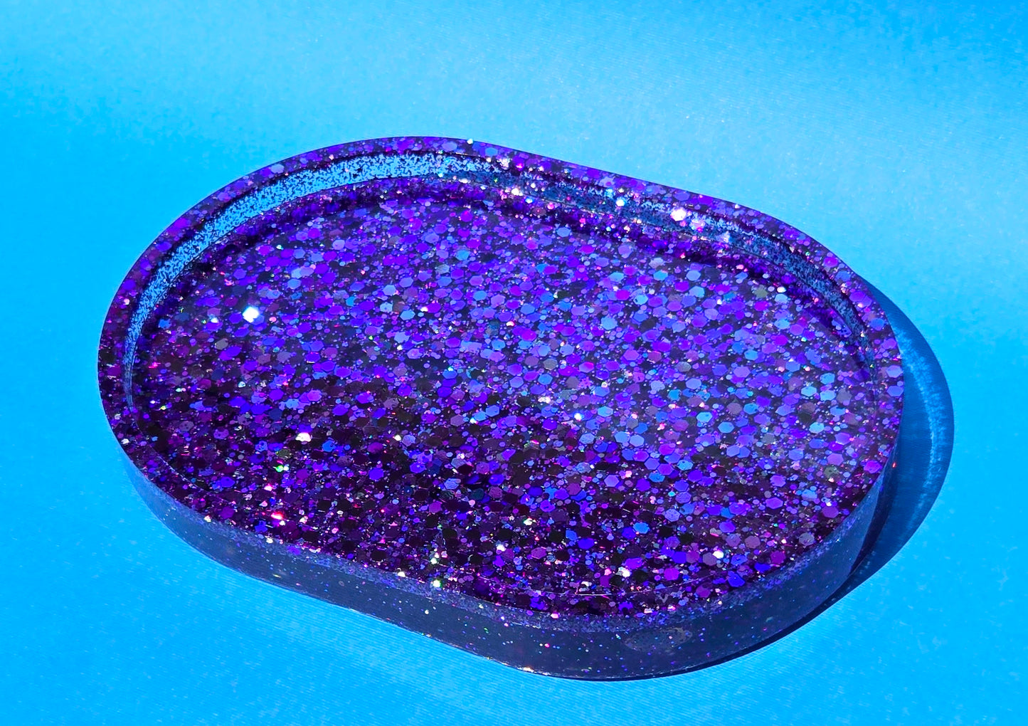 Resin Trinket Tray - Purple Colorshift Chunky Glitter