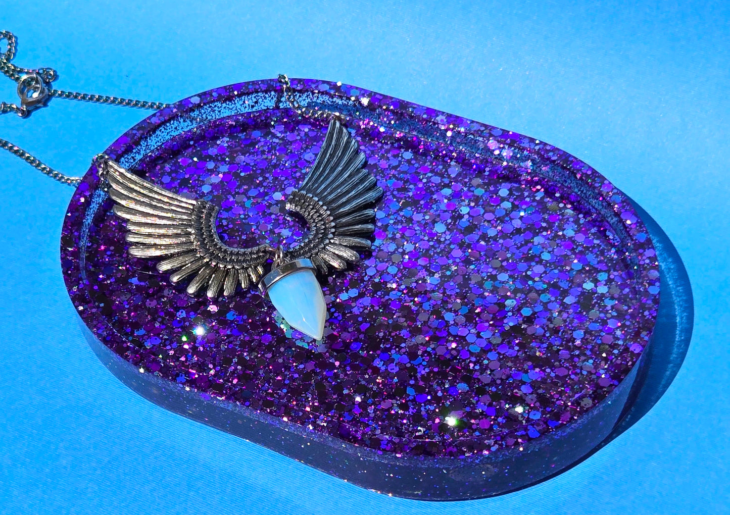 Resin Trinket Tray - Purple Colorshift Chunky Glitter