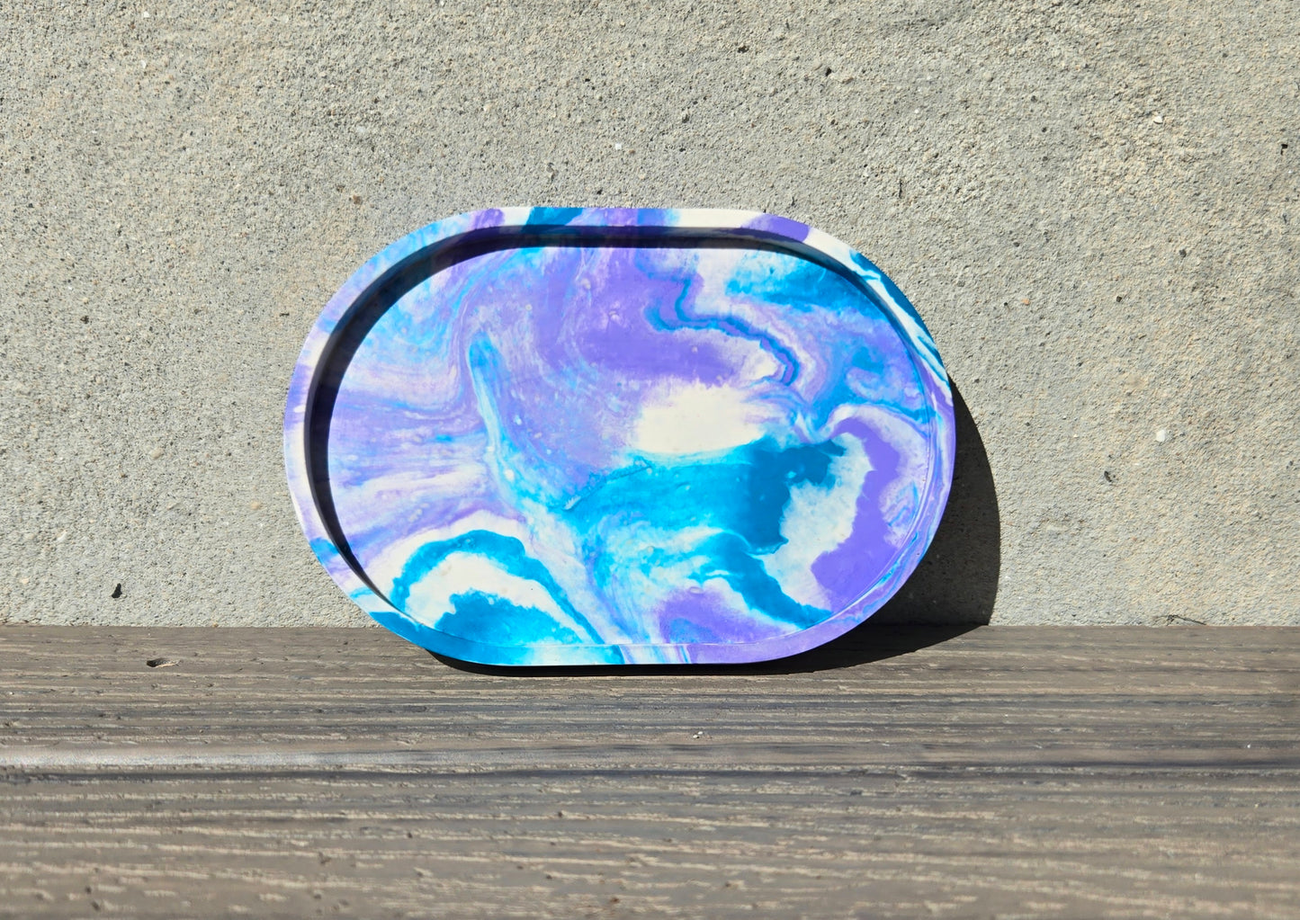 Faux Stone Trinket Tray - Blue and Light Purple