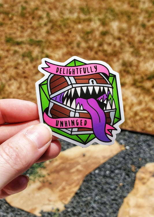 Delightfully Unhinged Sticker (Oops)
